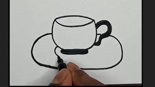 How to draw an cup plate drawing  SIMPLE DRAWING FOR CUP PLATE [upl. by Steere]