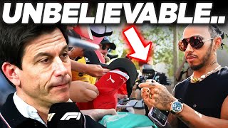 Toto Wolff SPOTTED Hamilton SIGNING Ferrari MERCH [upl. by Aiek]