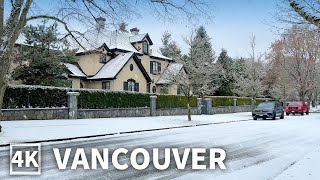 【4K】Snowy Walk in Vancouver West Shaughnessy  Ancient and Prestigious Neighborhoods Winter Walk [upl. by Ynnavoig]