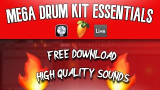 MEGA DRUM KIT ESSENTIALS  ALL U NEED TO MAKE FIRE BEATS  BEATMAKING FL STUDIO ABLETON LOGIC PRO [upl. by Anemaj]