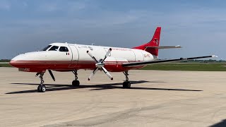 Aeronaves TSM Fairchild SW4 Metroliner Engine Start Taxi and Takeoff from Kansas City MCI [upl. by Ardnossac644]