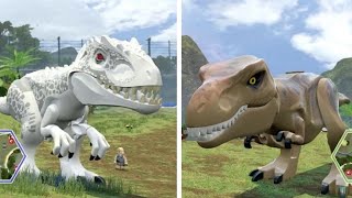 LEGO Jurassic World  Indominus Rex Vs TRex Coop Dinosaur Fights [upl. by Nitsew]