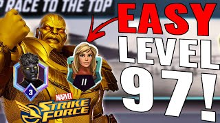 MUCH EASIER THAN EXPECTED How to Reach Level 97 Quickly Minimal Power Cores  Marvel Strike Force [upl. by Ruiz]