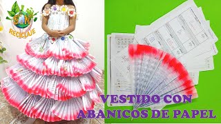 Vestido de Reciclaje hecho con hojas de papel de cuadernos usados paso a paso TODAS LAS TALLAS [upl. by Emia]