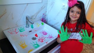 Masal and Öykü is cleaning the bathroom funny kids video [upl. by Harim]