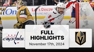 NHL Highlights  Capitals vs Golden Knights  November 17 2024 [upl. by Znarf]