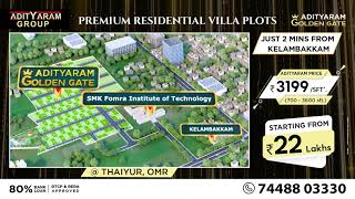 Premium Villa plots near Kelambakkam just Rs22 Lakhs onwards AdityaramGroupChennai [upl. by Colson]