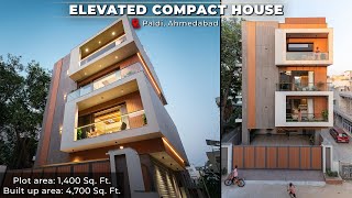 This 1400 Sq Ft Elevated Compact House is the unique example of Going Beyond The Limitations [upl. by Atsylac]