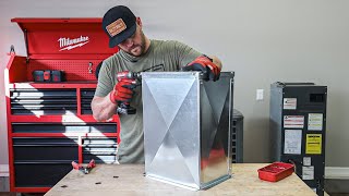 How To Fabricate A Plenum Box With BASIC Hand Tools  HVAC Ductwork [upl. by Nnayrb]