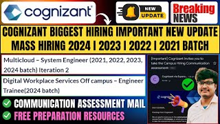 Cognizant 20242021 Mass Hiring Started  Communication Assessment Mail New Hiring Process Timelines [upl. by Buffum]