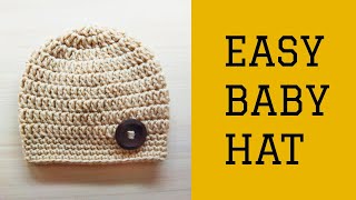 How to crochet EASY BABY HAT  Crochet tutorial [upl. by Einaffit]