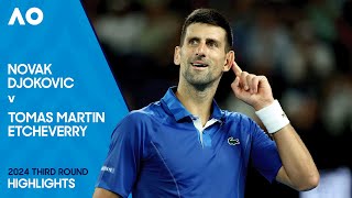 Novak Djokovic v Tomas Martin Etcheverry Highlights  Australian Open 2024 Third Round [upl. by Ahsemaj]