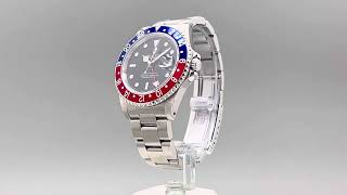 Preowned Rolex 16700 GMT Master Pepsi BlueRed Bezel Steel Oyster Bracelet 360 view [upl. by Poucher]