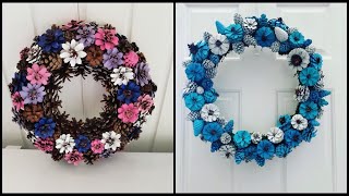 Very beautiful and easy pinecone wreath  Pinecone craft  Pinecone wreath ideas [upl. by Bohner315]