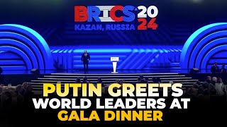 Kazan Russia  BRICS Summit 2024 Vladimir Putin greeted leaders of BRICS countries gala dinner [upl. by Worthington175]