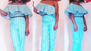 How to make Jumpsuit  easy way Jumpsuit cutting and sewing off shoulder dress tutorial [upl. by Ermanno198]