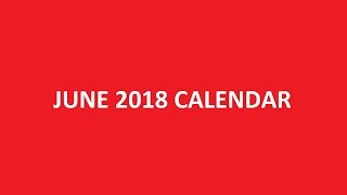 June 2018 Calendar Printable Holidays PDF [upl. by Milo]