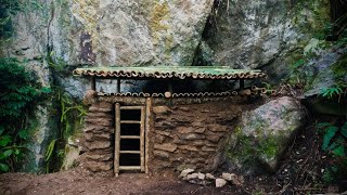 11DAYS SOLO SURVIVAL CAMPINGbuilding stone ￼ and wood bamboo bushcraft shelter in the forest [upl. by Yeneffit134]