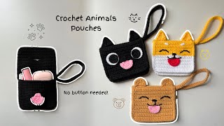 Crochet animal poucheswallet for your small essentials 💖  A step by step tutorial [upl. by Redmund371]