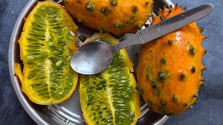 కొమ్ములు ఉండే పండును ఎప్పుడైనా చూసారా   Kiwano Melon  9290909559 [upl. by Ahsiena870]