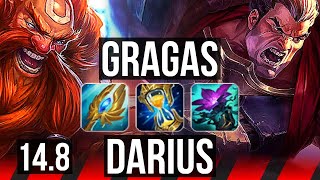 GRAGAS vs DARIUS TOP  819 Godlike  NA Challenger  148 [upl. by Notsua251]