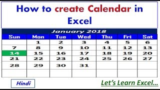 How to create a Calendar in Excel in Hindi  by Lets Learn Excel [upl. by Itida]