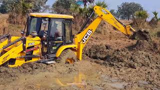 Jcb Vs Mud Video  Amazing Jcb Backhoe Driving In Pond With Skilled Backhoe Operator  Jcb Video [upl. by Asilak120]