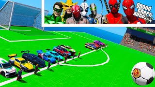 Ramp amp Football Cars in GTA 5 Spiderman team vs Deadpool team Sportcars Offroad Buggy [upl. by Anaeed402]