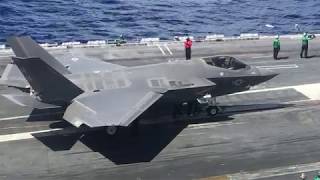 F35C First Integrated Carrier Ops Aboard USS Lincoln [upl. by Popelka]