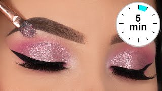 5 MINUTE Glitter Eye Makeup Tutorial  Prom Eye Makeup [upl. by Leiruh]