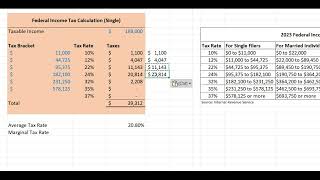 Calculating Federal Income Taxes Using Excel  2023 Tax Brackets [upl. by Shipp622]