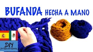 BUFANDA TEJIDA CON LAS MANOS PASO A PASO  BUFANDA INFINITA  TUTORIAL DIY [upl. by Antony]