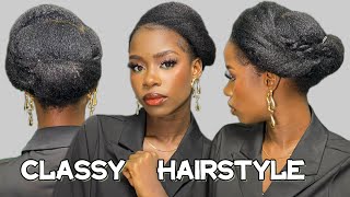 CLASSY NATURAL HAIRSTYLE BLACK WOMEN  Updo tutorial [upl. by Inalial]