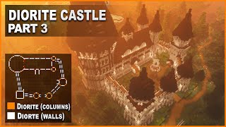 Minecraft How to build a Medieval Diorite Castle  Tutorial PART 3 [upl. by Enytnoel]