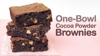 5Minute OneBowl Cocoa Powder Brownies  The Best Fudgy Brownies Recipe  Baking Cherry [upl. by Moriyama]