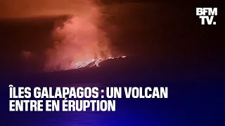 Îles Galapagos le volcan La Cumbre est entré en éruption [upl. by Atekal818]