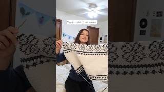 Crocheting flowers onto a sweater 🌼🧶 tapestrycrochet crochet crochetwithme crochetsweater [upl. by Erait]