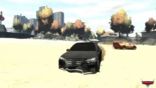 Mercedes benz E63 VS Lightning McQueen heavenly road Disney pixar car by onegamesplus [upl. by Ahsito782]