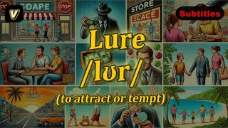 v Lure meaning to attract or tempt with 5 examples [upl. by Nyladnar39]