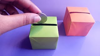 DIY MINI PAPER COIN BANK how to make money saving box Money Bank From paper Easy Crafts Idea [upl. by Ellen691]