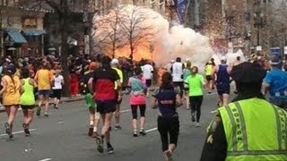 Boston Marathon Explosions Video Two Bombs Near Finish Line [upl. by Brighton490]