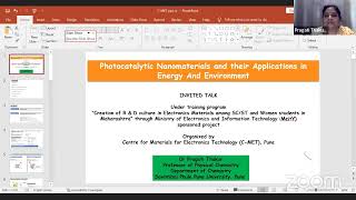 “Photocatalytic Nanomaterials for their Application in Energy and Environment” by Dr Pragati Thakur [upl. by Atinat]