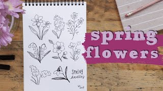 8 Essential Spring Flower Doodles  Beginners Guide [upl. by Groeg]