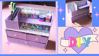 DIY Desk Organizer  Paper Craft Idea  Easy to make  School Hacks [upl. by Tryck]