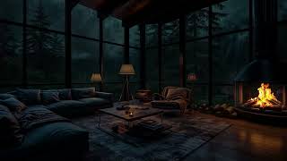 😴Cozy Ambience  Rainy Day Retreat with Thunderstorm and Fireplace🌦️ [upl. by Elyrrad]