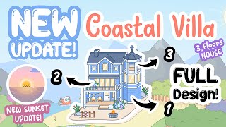 NEW UPDATE Coastal Villa Blue Beautiful Aesthetic BIG Family Beach House TOCA BOCA Home House Ideas [upl. by Laroc]