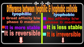 🛑 Difference between Lyophilic and lyophobic colloidssurface chemistryclass12jee neet board [upl. by Nysila]