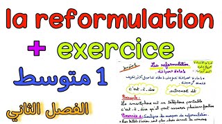 la reformulation 1AM درس إعادة الصياغة فرنسية أولى متوسط الفصل الثاني [upl. by Falk]