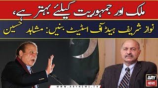 Mulk or jamhooriyat ke liye behtar hai Nawaz Sharid Head Of State Banen Mushahid Hussain [upl. by Meggie]