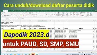 Cara Unduh Daftar peserta Didik pada Dapodik 2023d [upl. by Coit]